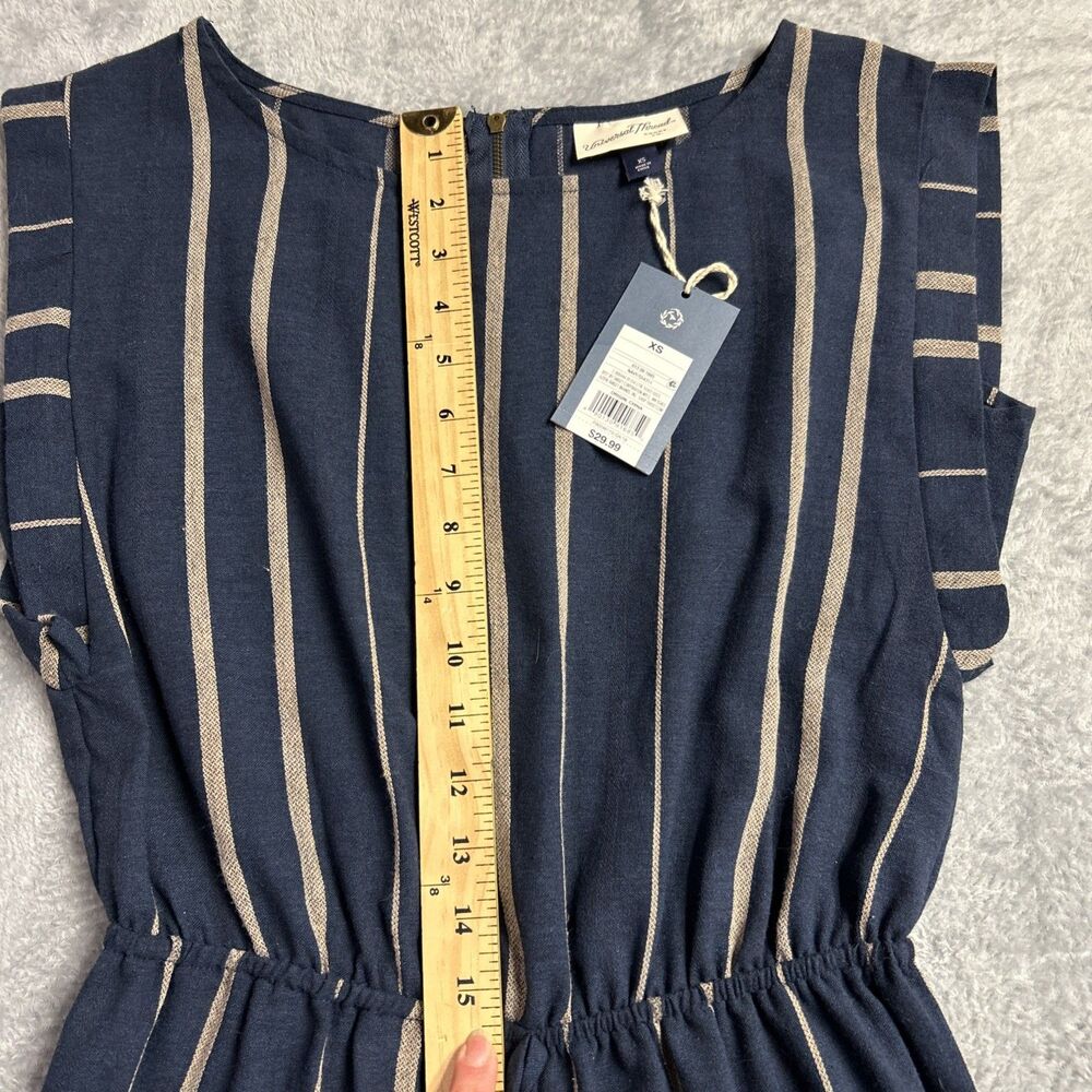 Universal Thread Jumpsuit Romper NWT - Striped Navy/Tan Wide Leg Sz XS - Picture 8 of 16